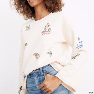 MADEWELL | Embroidered Botanical Bell-Sleeve Sweatshirt